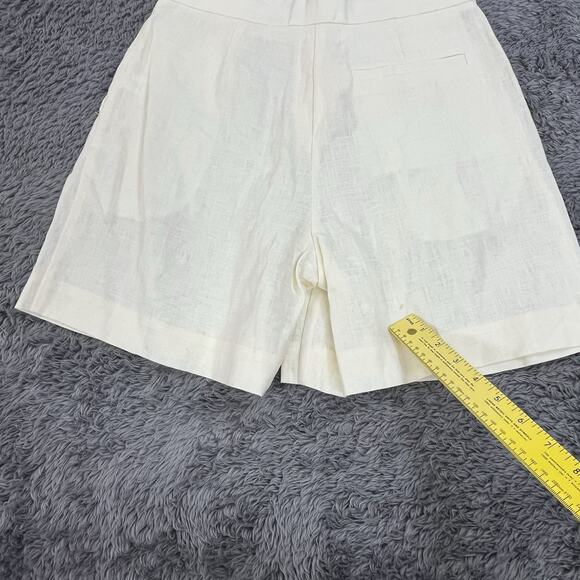 L'academie Shorts Womens Small (27x6) Beige 100% Linen Pleated - New - Picture 3 of 14